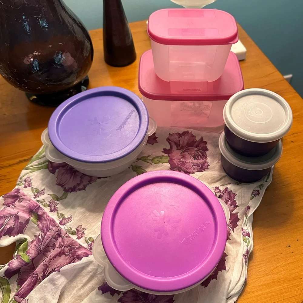 12-Piece Vintage Tupperware Includes Variety Purple & Pink Container & Lid Sets